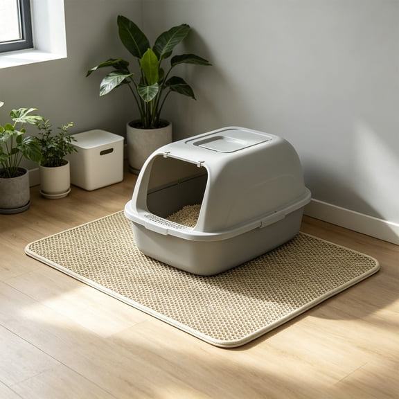 Cat Litter Mat Honeycomb EVA Waterproof, Urine Proof Litter Trap Mat for Indoor Cats, Non Slip Soft Washable Litter Box Pad for Hardwood and Tile, Large Size Easy Clean Cat Litter Mat