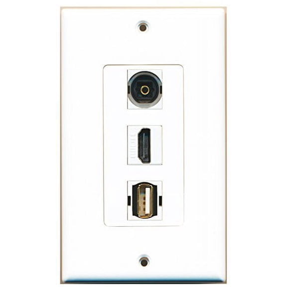 RiteAV - 1 Port HDMI 1 USB A-A 1 Toslink Wall Plate Decorative
