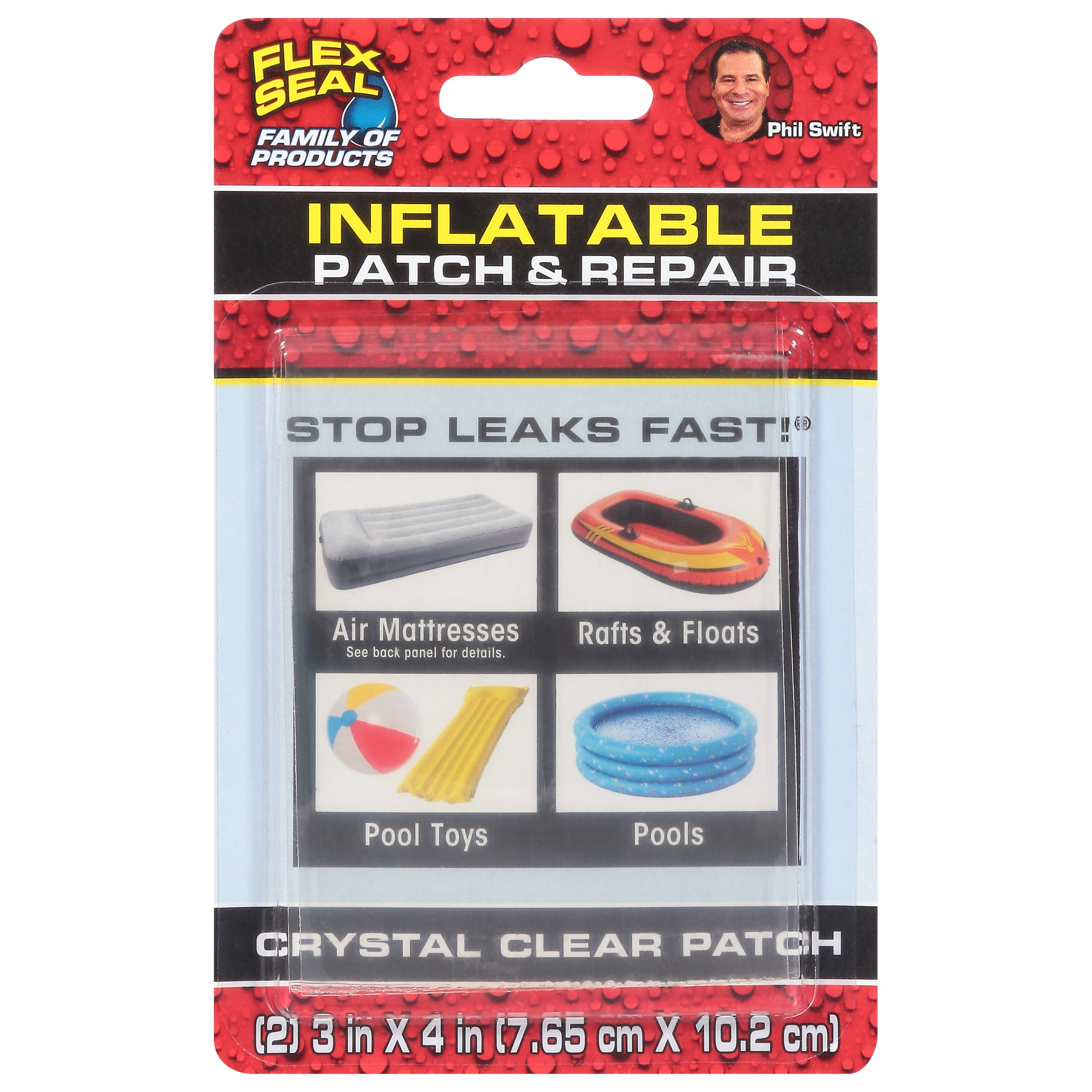 Flex Seal Family 6025036 3 x 4 in. Fast Inflatable Patch & Repair Kit, Clear - Pack of 2