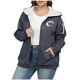 thumbnail image 3 of QATAINLAV Zip Up Sweatshirts for Women Game Day Graphic Print Sports Jackets Fleece Lined Long Sleeve Oversized Hoodie Outerwear, Gray, XXXL, 3 of 5