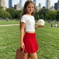 thumbnail image 6 of Khunlpohl Girls Pleated Skorts Elastic Waisted Solid Color Skirt Plain Basic Casual Skirts for Kids 2-15 Years, 6 of 9
