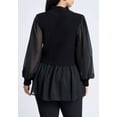 thumbnail image 2 of ELOQUII Women's Plus Size Twofer Sweater With Chiffon, 2 of 6