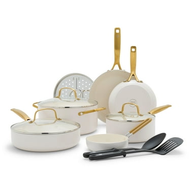 White Diamond 12-Piece Toxin-Free Ceramic Nonstick Pots and Pans Cookware Set, Dishwasher Safe