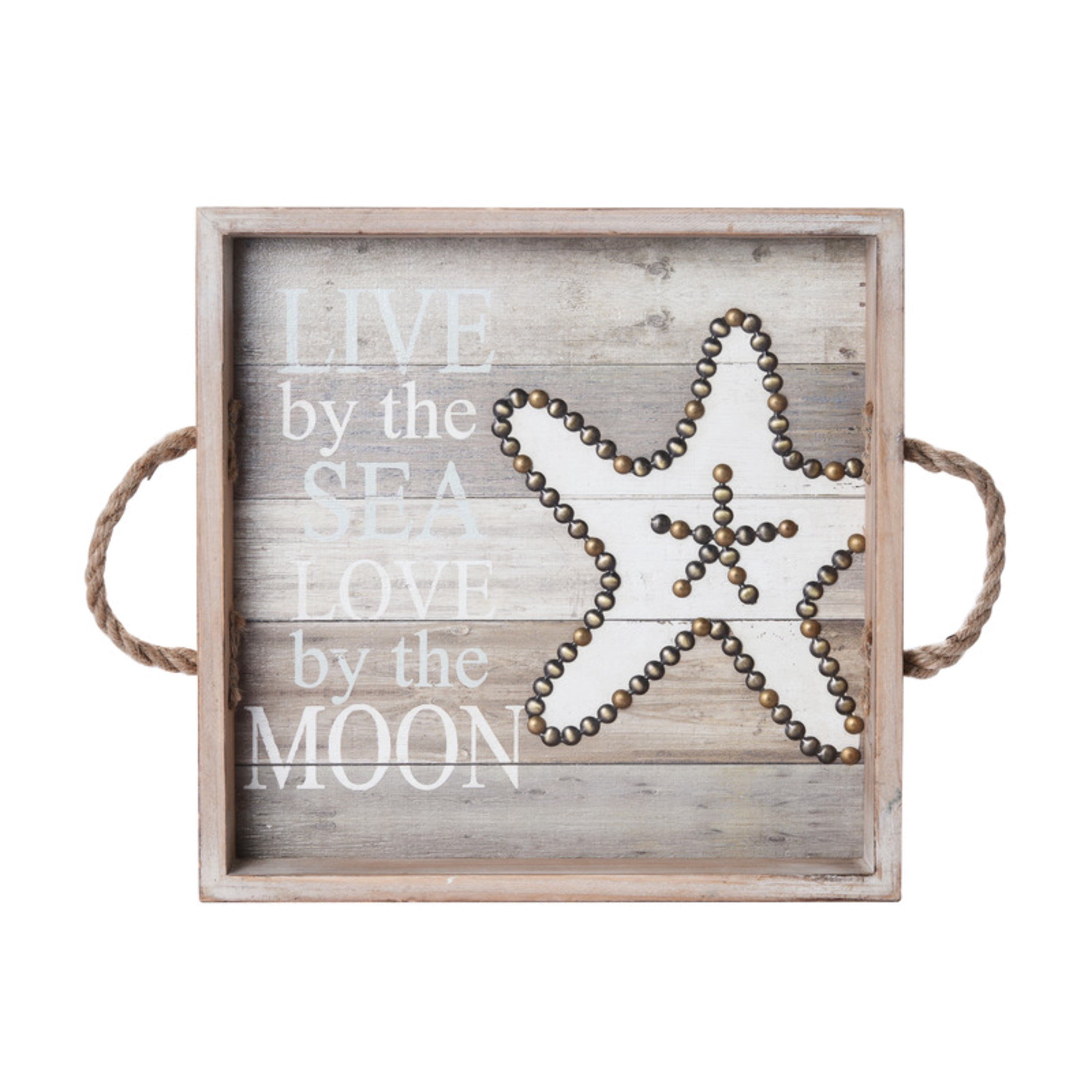 Elements Sea Star Wood Tray, 14-Inch, Assorted