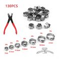 thumbnail image 4 of 130Pcs Single Ear Stepless Hose Clamp +1PC Hose Clip Clamp Pliers 7-21mm Hose Clamp Cinch Clamp Rings, 4 of 8