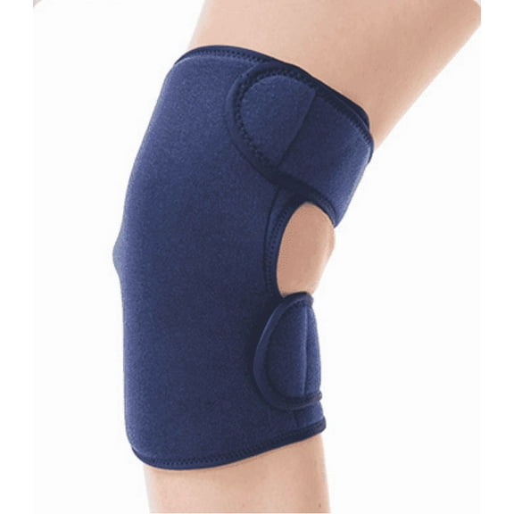 Rapid Relief Knee Brace Compression Wrap with Built-in Hot/Cold Gel, Adjustable & Seamless, Blue- One Size