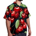 thumbnail image 2 of Cherry Men's Short Sleeve Hawaiian Shirt, Poplin Casual Printed Button Down, Summer Beach Unisex Shirts, 2 of 6