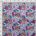 thumbnail image 3 of oneOone Cotton Jersey Pastel Purple Fabric Floral & Skull Sewing Material Print Fabric By The Yard 58 Inch Wide, 3 of 4
