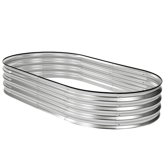 Gianna 6x3x1ft Galvanized Metal Raised Garden Bed,Oval Planter Box Outdoor,Silvery