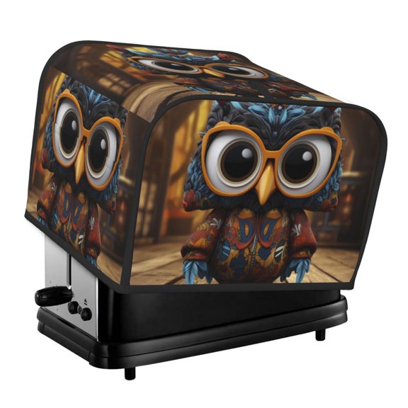 Rateoe Quirky Owl With Glasses Pattern Toaster Covers 4 Slice Wide Slot,Bread Machine Cover,Bread Dust Cover & Fingerprint Protection,Appliance Covers