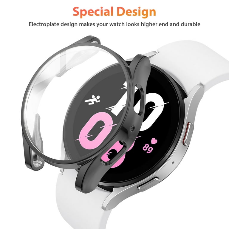 Case Cover Fit for Samsung Galaxy Watch 5 40mm 44mm, TSV Screen Protector,  Soft TPU All-Around Shockproof Full Protective Bumper, Smart Watch  Protective Case Accessories for Men Women 