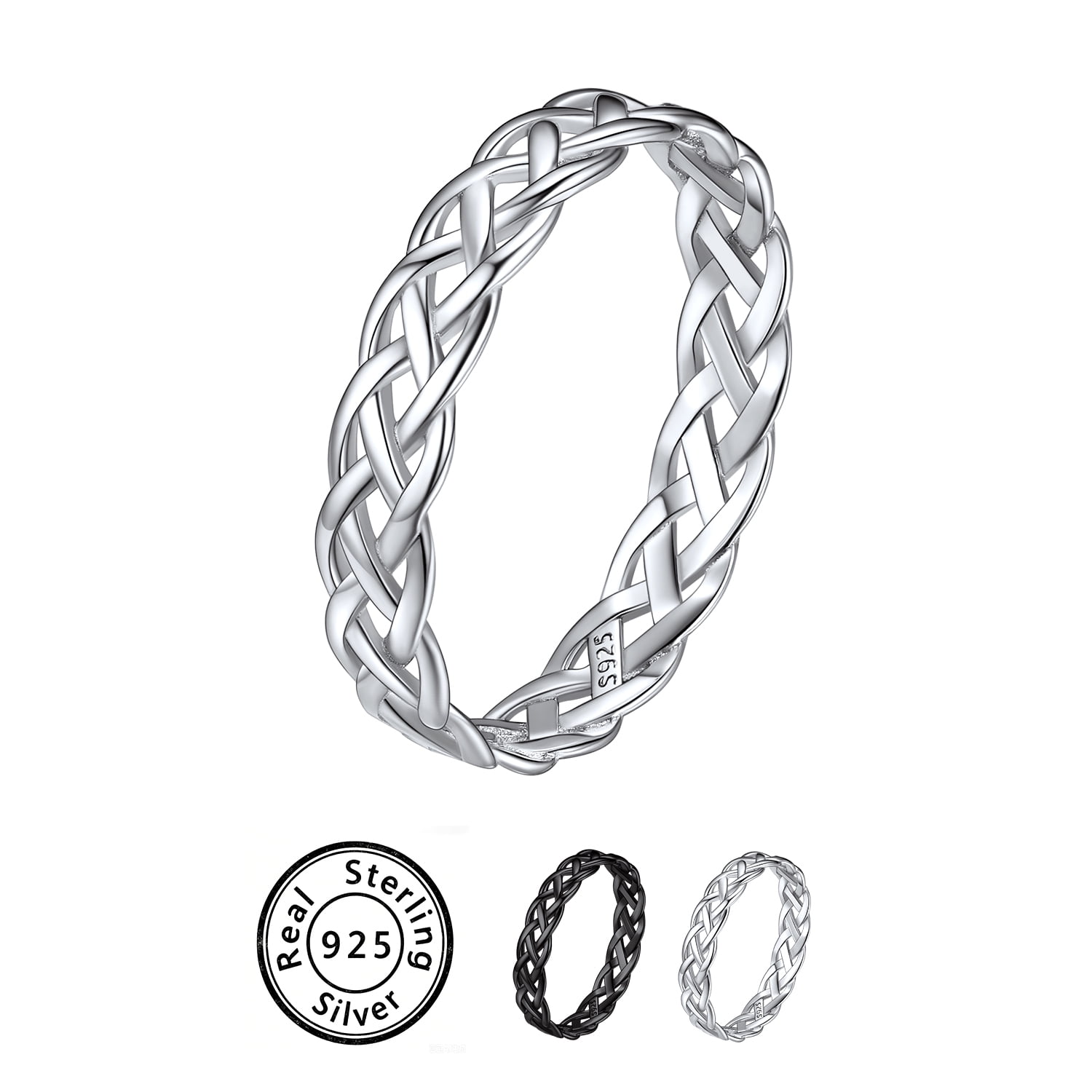 ChicSilver 925 Sterling Silver Celtic Knot Ring, Eternity Wedding Band for Women 4mm Hypoallergenic Promise Ring Birthday Anniversary Gift