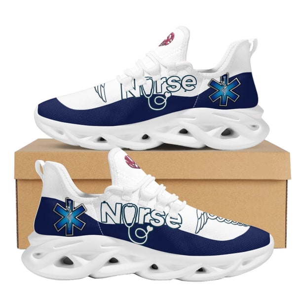 Zapatillas de plataforma con diseño de enfermera de emergencias médicas, zapatos de malla ligera para mujer, zapatos con cordones, zapatos planos de malla para viajes de primavera y diarios.