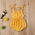 thumbnail image 3 of Baby Girls Summer Bodysuit, Solid-Color Tied Spaghetti Strap Sleeveless Romper, 3 of 8