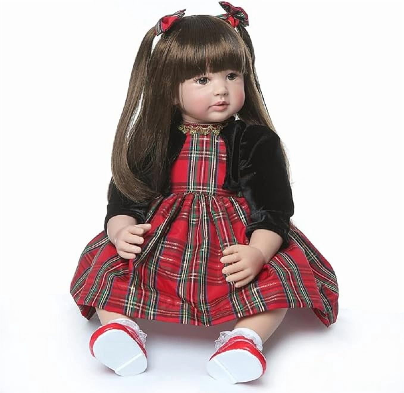 iCradle 24 inch 58cm Lovely Reborn Baby Dolls Girl Reborn Toddler Realistic Looking Lifelike Baby Doll Soft Cloth Body Newborn Babies Wig Sheath Xmas Gift for Kids Girsl