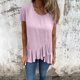 thumbnail image 2 of Eres Más Que una Camisa de Puntuación de Prueba Sexy de Manga Corta Lentejuelas Suelta Camisa de Blusa con Cuello en V, Poliéster, 2 of 9