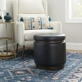 thumbnail image 5 of Linon Blanche Storage Ottoman Black Pu, 5 of 7