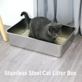 thumbnail image 7 of Stainless Steel Litter Box Medium-Metal Cat Litter Box Low Entry,4 inch Sided for Old Cats Kitty Kitten Odor-Proof Non-Stick Easy Clean Cat Litters Box (2 Pack), 7 of 7