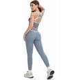 thumbnail image 4 of PISONIC Two Piece Womens Workout Set Backless Color Block Tank Tops Matching High Waist Leggings Gym Work Out Outfits, 4 of 7