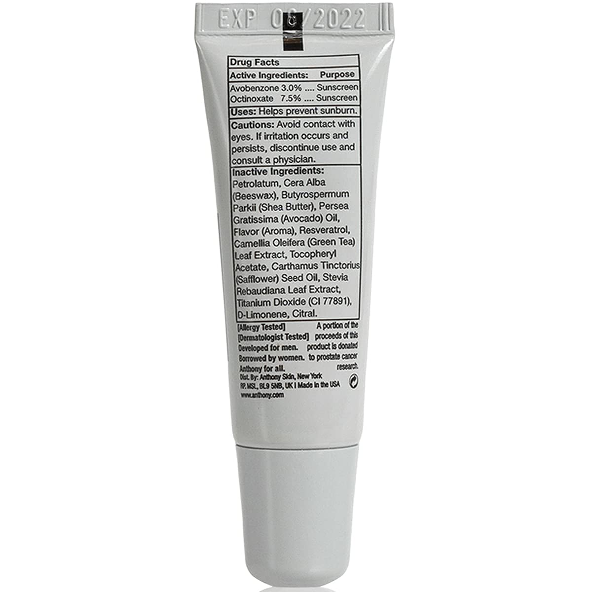 Anthony 25 SPF Lip Balm with Sunscreen for Lips – Contains Green Tea Extract, Shea Butter & Vitamin E – Moisturizing Repair Care Treatment for Chapped & Dry Lips 4-Pack