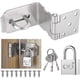 thumbnail image 1 of 90 Degree Padlock Hasp With Padlock And Screws, Stainless Steel Door Latch Hasp, Undeformable Right Angle Padlock Hasp For Wooden Door, Garden, Window, 1 of 3