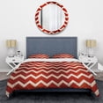 thumbnail image 3 of Designart "Passionate Fiery Red Chevron" Chevron Bedding Covert Set - glam Bed Set With 2 Shams, 3 of 5