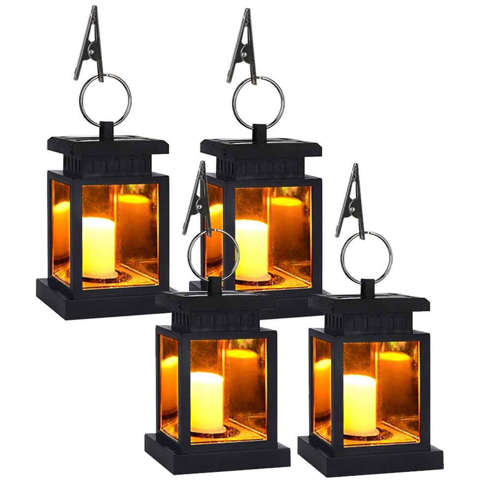 Hanging Solar Powered Lights Outside Flickering Dancing Flame Lanterns LED Upgraded 3 Modes Lamp Garden Landscape Patio Yard Pathway Decoration Christmas 4PCS Arzerlize Solar Flame Lantern Outdoor 