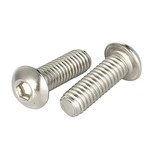 S/S Bright Finish 1/4-20 x 1-1/2 Stainless Steel Button Head Socket Cap Bolts Screws,18-8 25 PCS Fully Machine Thread 304 