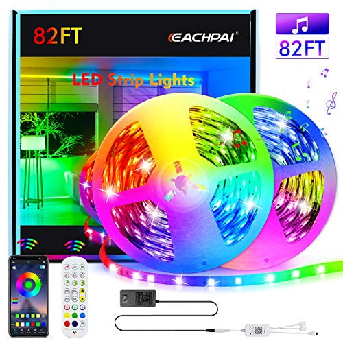 Led Strip Lights 82ft/25m Long Smart Led Light Strips Music Sync 5050 RGB Color 