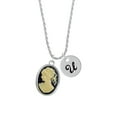 thumbnail image 2 of Delight Jewelry Silvertone Oval - Black Cameo - Silvertone Script Initial Disc - U - Charm Necklace, 20"+3", 2 of 4