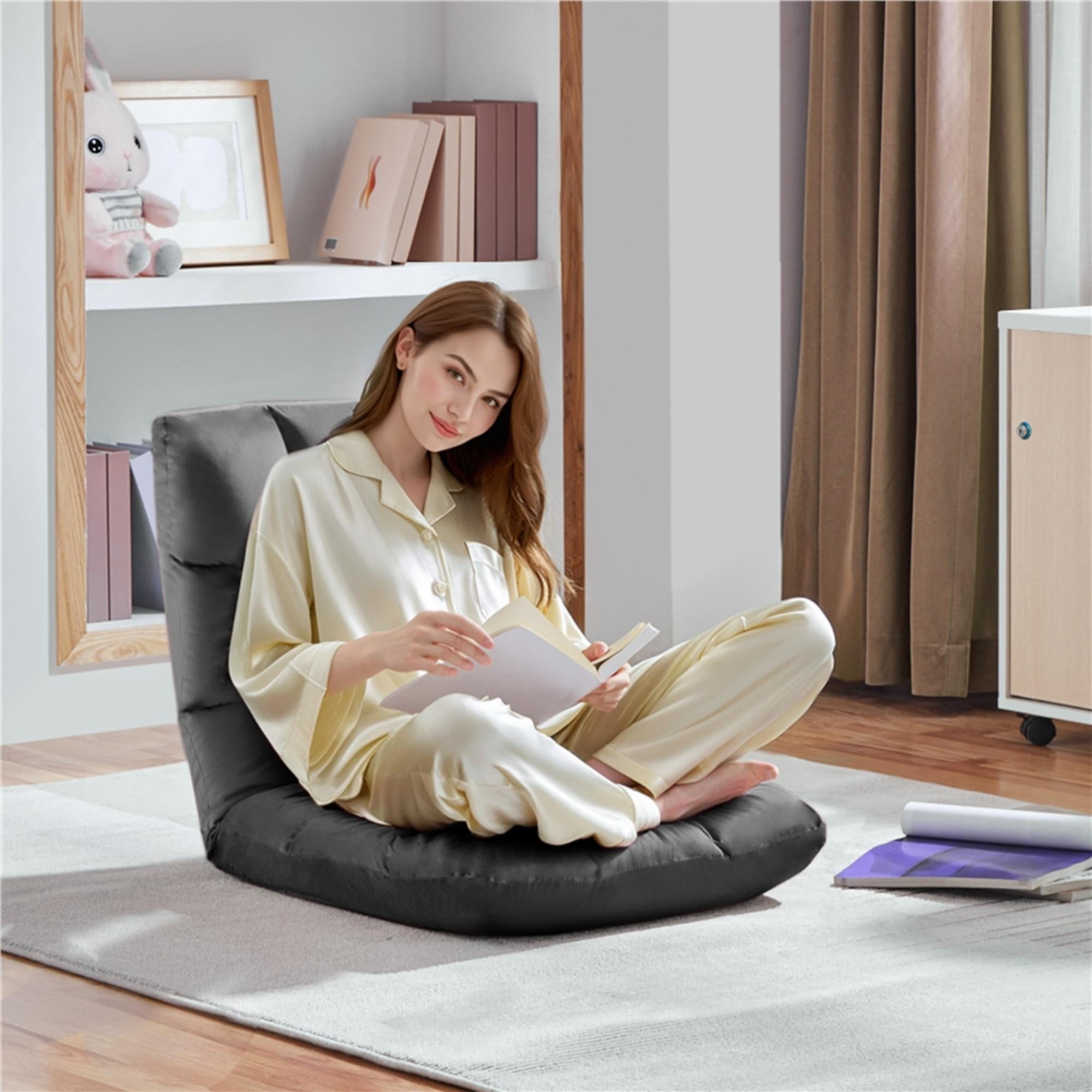Alden Design Floor Folding Gaming Sofa with 14 Adjustable Positions, Gray