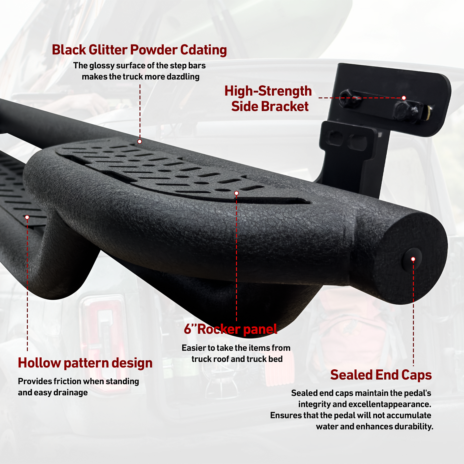 Vijay Running Boards Compatible with 2019-2020-2021-2022-2023-2024 Dodge Ram 1500 Classic Crew Cab Bolt-on Side Steps Rails Steel Nerf Bars