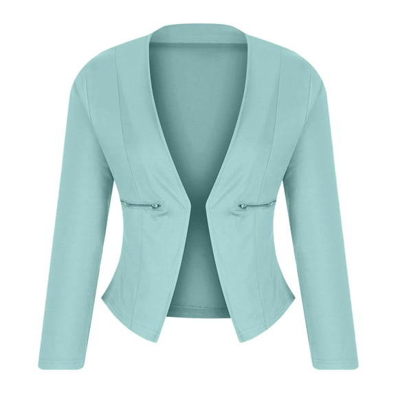 Women's Casual Work Office Elegant Blazer Solid Long Sleeve Business Cropped Jackets Slim Fit Comfy Casusl Clothes