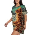 thumbnail image 2 of Lsque Space Adventurer Cat Women's Short-Sleeved Pajama Set - 2 Piece Soft and Lightweight Sleepwear Set-Small, 2 of 9