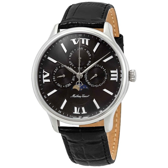 Mathey-Tissot Edmond Moon Phase Black Dial Men's Watch H1886RAN
