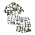 thumbnail image 4 of Men's Retro Matching Set Summer Beach 2 Piece Outfits Button Down Shirts and Shorts Vacation Outfits, 4 of 6