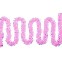 JeashCHAT 78.74 Inch Pink Christmas Tinsel Garland, Valentine's Day Wedding Birthday Party Supplies Metallic Twist Hanging Garland, Christmas Tree Decorations