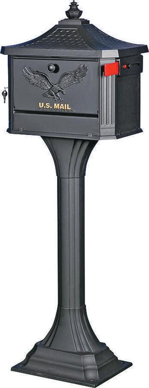 Solar PED0000B Locking Pedestal Mailbox Post Combo, 18 in W x 12-1 2 in D x 50-1 4 in H,... by Solar Group