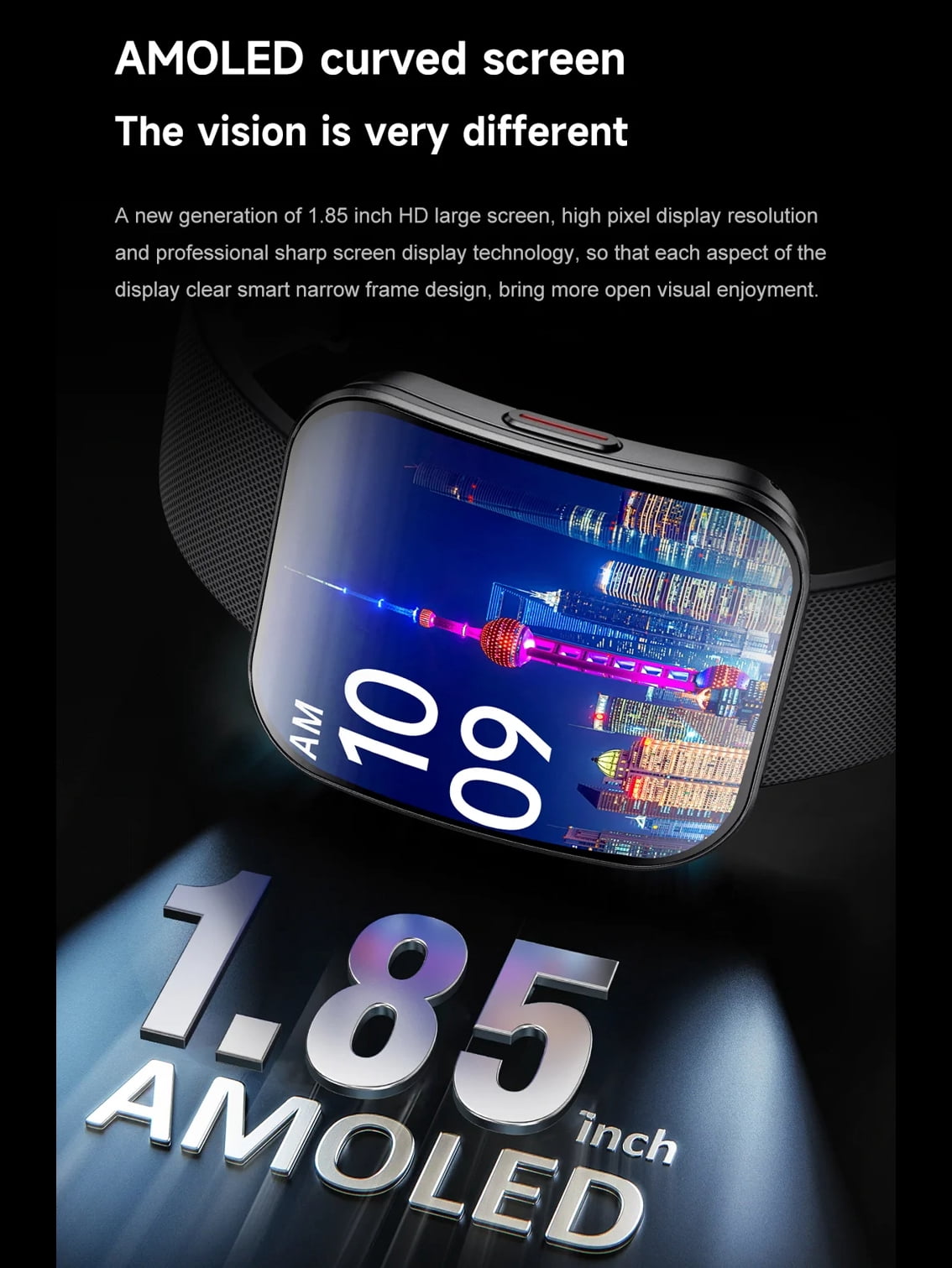 1.85-inch Curved Screen Smart Watch Bluetooth Call Message Notification