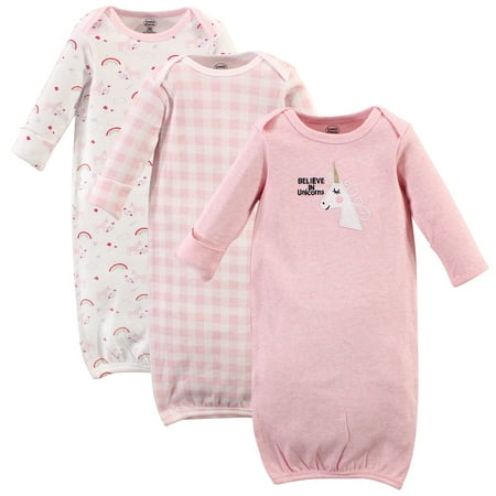 UPC: 0660168335798 | Luvable Friends Baby Girl Cotton Long-Sleeve Gowns 3pk  Unicorn  0-6 Months
