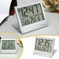 thumbnail image 3 of GJX Heavy Sleepers Alarm Clock Vintage Room Decor Radio for Bedroom Digital Travel Alarm Clock Foldable Calendar Temperature & Timer Lcd with Snooze Mode Large Number Display Battery Operated, 3 of 7