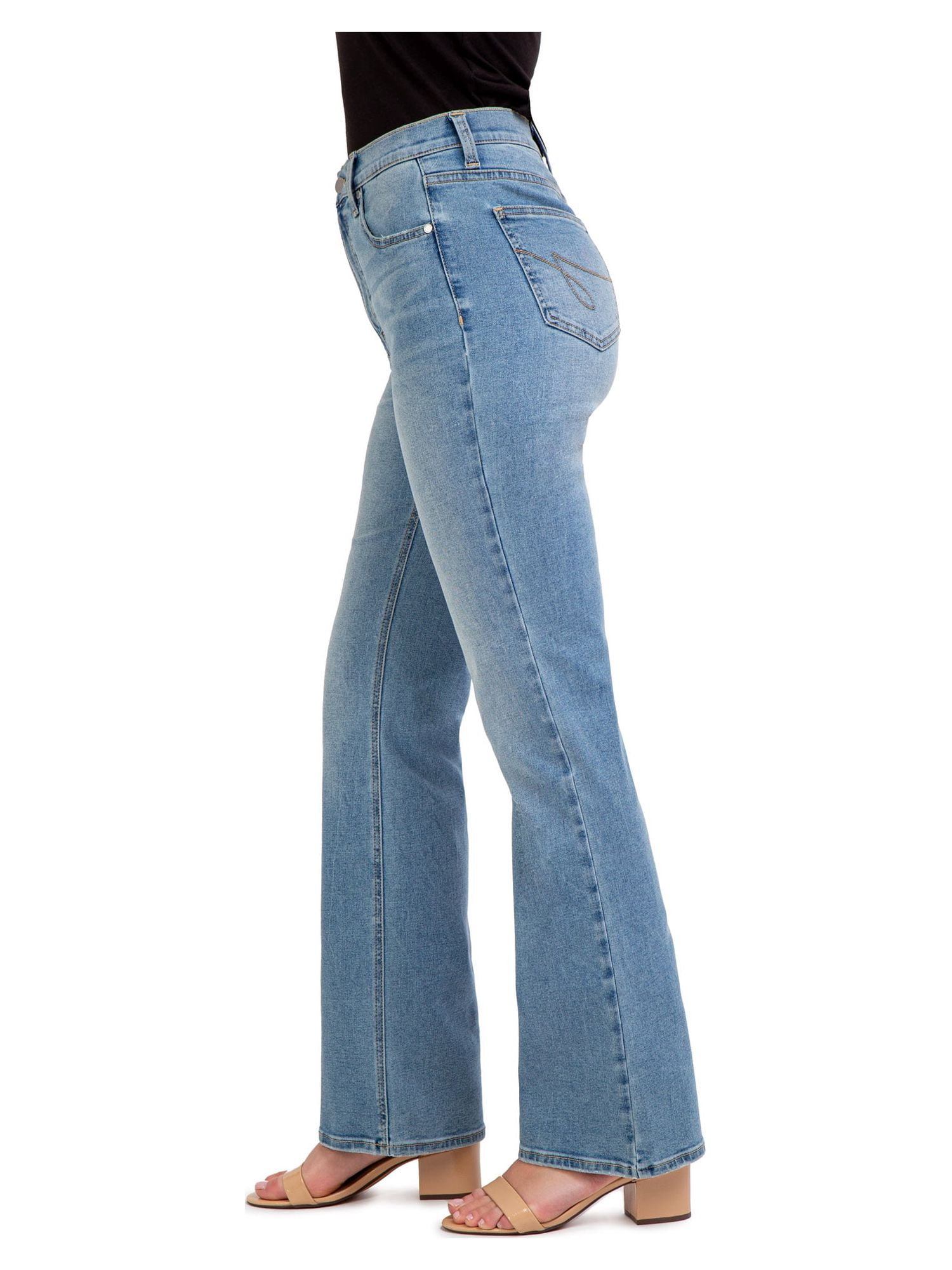 Jordache Women's Mid Rise Curvy Bootcut Jeans, Available in 32" Inseam