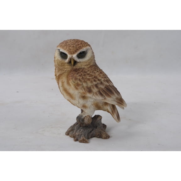 Owl on Stump Outdoor Garden Statue - 6"