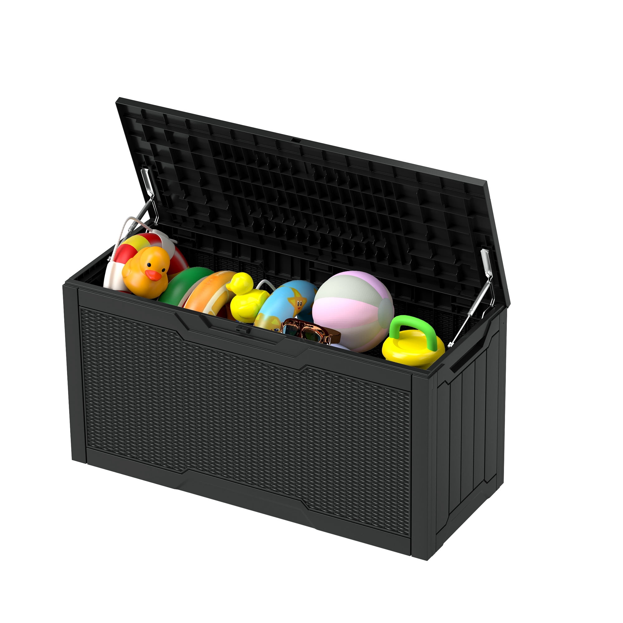 Uforic 80 Gallon Resin Deck Box,Outdoor Storage Box with Lockable lid for Patio Furniture, Waterproof,Black