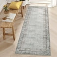 thumbnail image 4 of Garvee 2'x6' Vintage Border Runner Rug, Non-Slip Washable Rug Traditional Retro Distressed Carpet, Low Pile Foldable Indoor Rug for Entryway Bedroom Kitchen, Gray, 4 of 9
