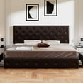thumbnail image 2 of Allewie Upholstered King Size Platform Bed Frame with 4 Storage Drawers and Headboard, Diamond Stitched Button Tufted, Black Brown, 2 of 7