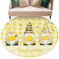 thumbnail image 2 of Lemon Gnomes 6ft Round Rugs, Summer Botanical Fruit Yellow Buffalo Plaid Washable Non-Slip Area Rugs for Living Room Bedroom Kitchen, Soft Low Pile Dining Room Kicthen Circle Carpet, Indoor Floor Rug, 2 of 9