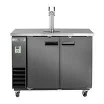 Maxx Cold Single Tower, 2 Tap Beer Dispenser, 47.5"W, 10.5 cu. ft., 2 Barrels/Kegs (297L) Storage Capacity, in Black with Stainless Steel Top (MXBD48-1BHC)