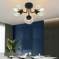thumbnail image 4 of GoYeel 3 Light Black Global Ceiling Light Glass Shade Modern Close to Ceiling Light for Dining Room Kitchen Island Entryway Foyer, 4 of 8