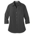 thumbnail image 4 of Yellow Rooster Women's Ladies 3/4-Sleeve Carefree Poplin Shirt Graphite L, 4 of 5